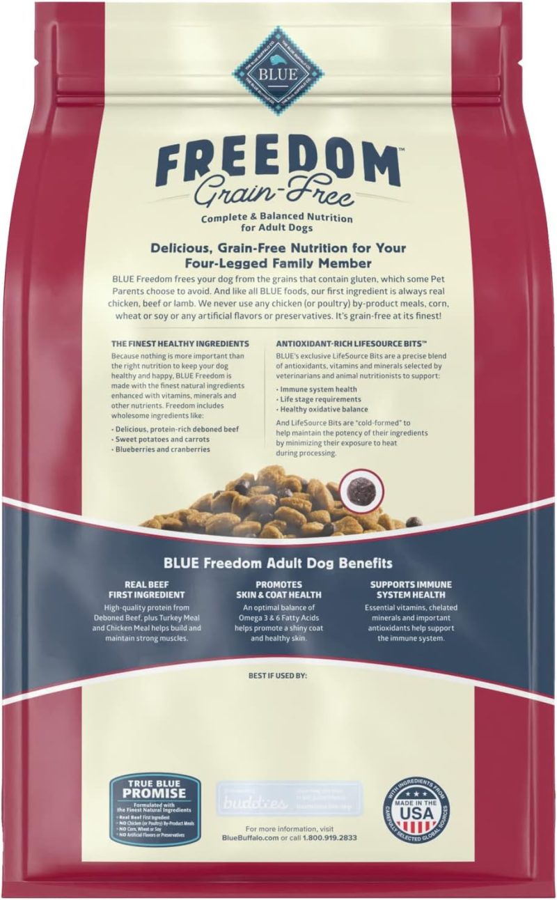 Blue Buffalo Freedom Grain Free Natural Adult Dry Dog Food, Beef 24-lb - Image 19