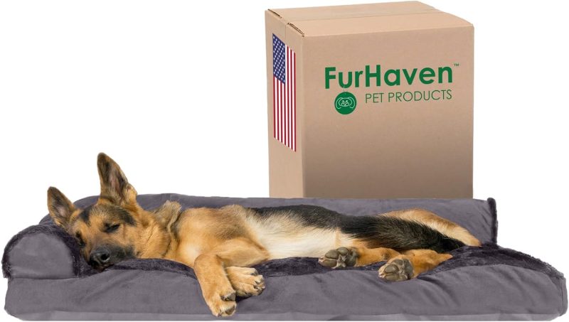 Furhaven Orthopedic Dog Bed for Medium/Small Dogs w/ Removable Bolsters & Washable Cover, For Dogs Up to 35 lbs - Plush & Almond - Image 395
