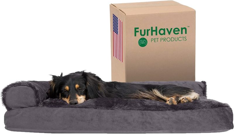 Furhaven Orthopedic Dog Bed for Medium/Small Dogs w/ Removable Bolsters & Washable Cover, For Dogs Up to 35 lbs - Plush & Almond - Image 630