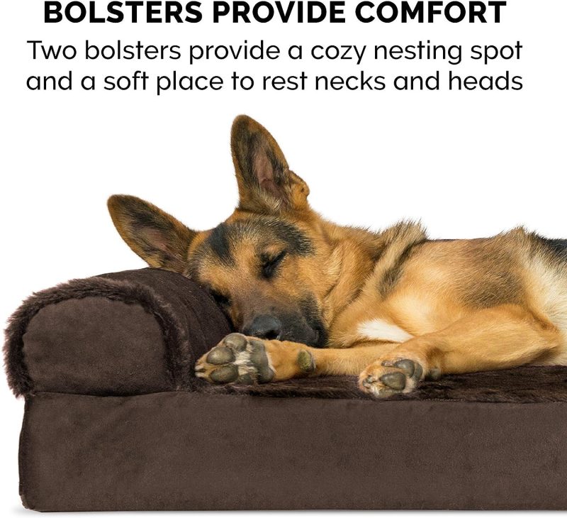 Furhaven Orthopedic Dog Bed for Medium/Small Dogs w/ Removable Bolsters & Washable Cover, For Dogs Up to 35 lbs - Plush & Almond - Image 31