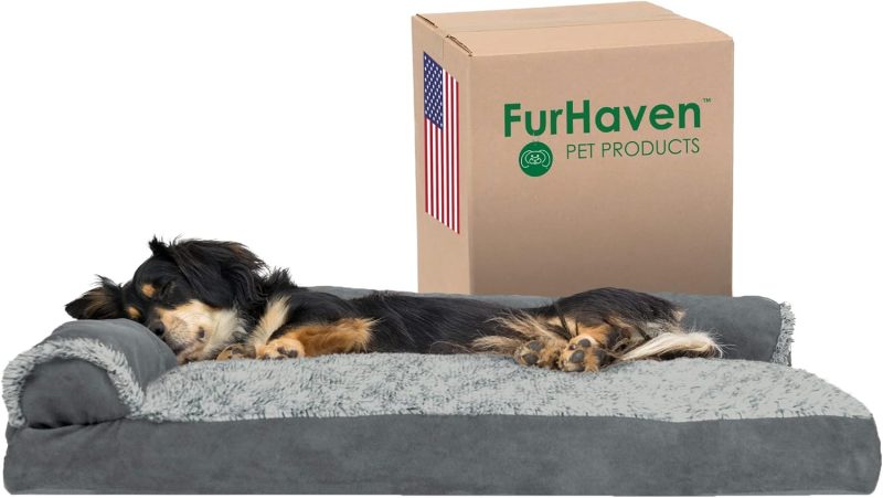 Furhaven Orthopedic Dog Bed for Medium/Small Dogs w/ Removable Bolsters & Washable Cover, For Dogs Up to 35 lbs - Plush & Almond - Image 612