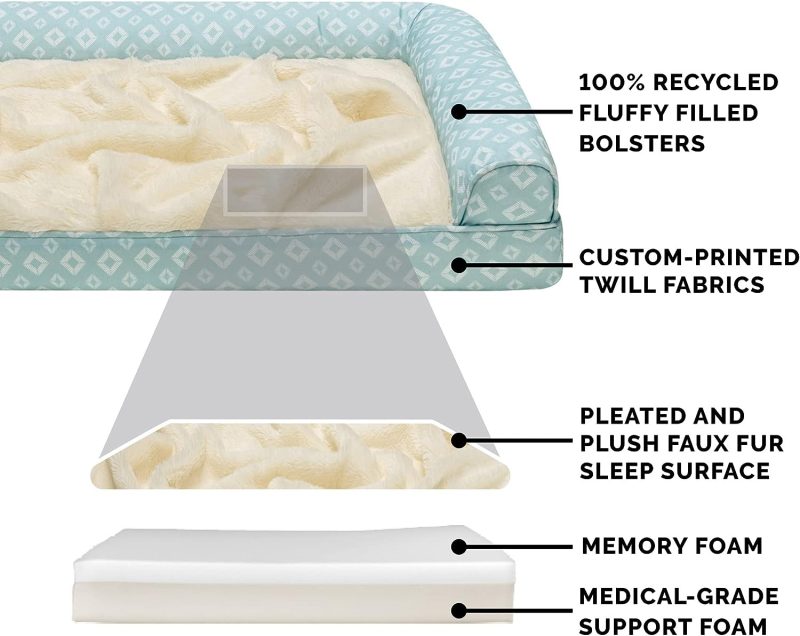 Furhaven Cooling Gel Dog Bed for Large Dogs w/ Removable Bolsters & Washable Cover, For Dogs Up to 95 lbs - Plush & Velvet Waves - Image 269