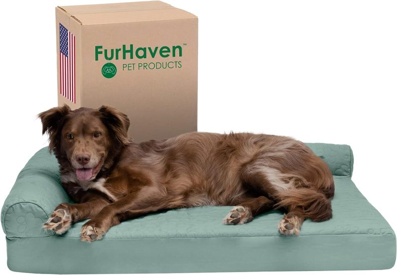 Furhaven Orthopedic Dog Bed for Medium/Small Dogs w/ Removable Bolsters & Washable Cover, For Dogs Up to 35 lbs - Plush & Almond - Image 605