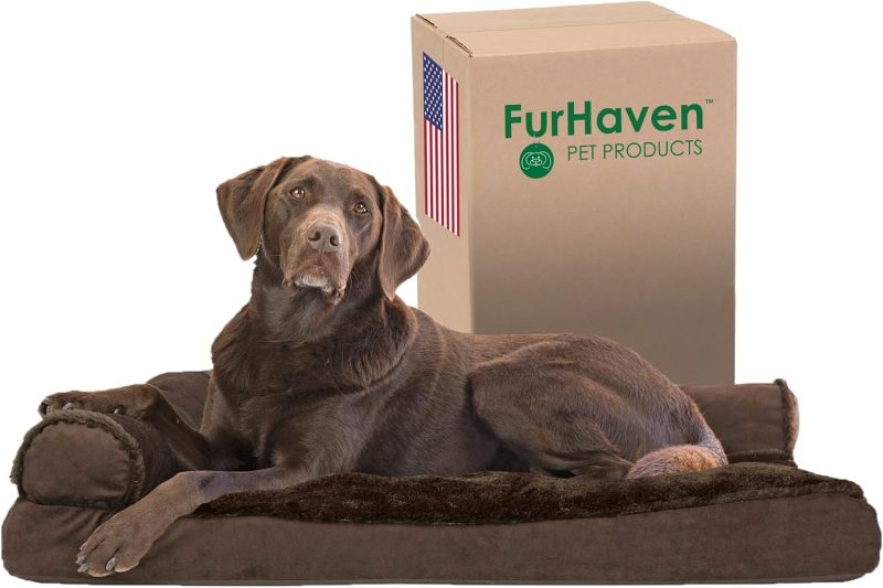 Furhaven Orthopedic Dog Bed for Medium/Small Dogs w/ Removable Bolsters & Washable Cover, For Dogs Up to 35 lbs - Plush & Almond - Image 391