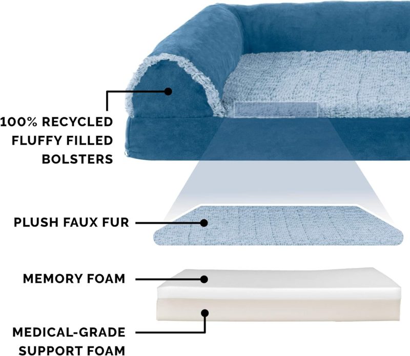 Furhaven Orthopedic Dog Bed for Medium/Small Dogs w/ Removable Bolsters & Washable Cover, For Dogs Up to 35 lbs - Plush & Almond - Image 67