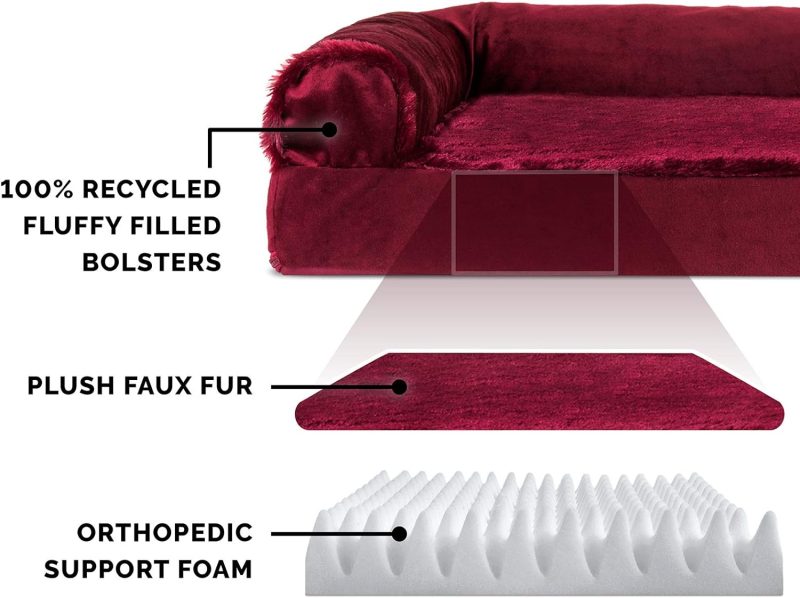 Furhaven Orthopedic Dog Bed for Medium/Small Dogs w/ Removable Bolsters & Washable Cover, For Dogs Up to 35 lbs - Plush & Almond - Image 9