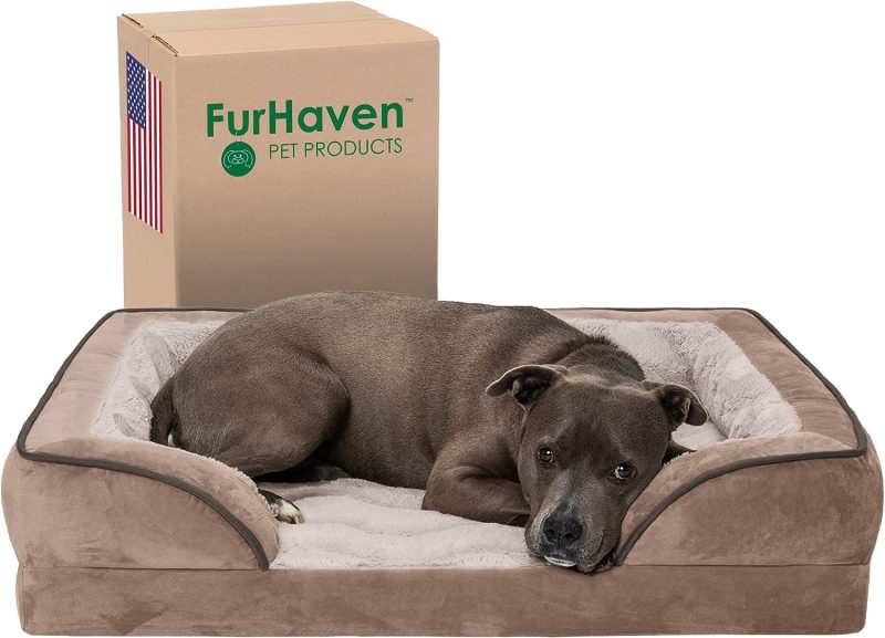 Furhaven Cooling Gel Dog Bed for Large Dogs w/ Removable Bolsters & Washable Cover, For Dogs Up to 95 lbs - Plush & Velvet Waves - Image 113