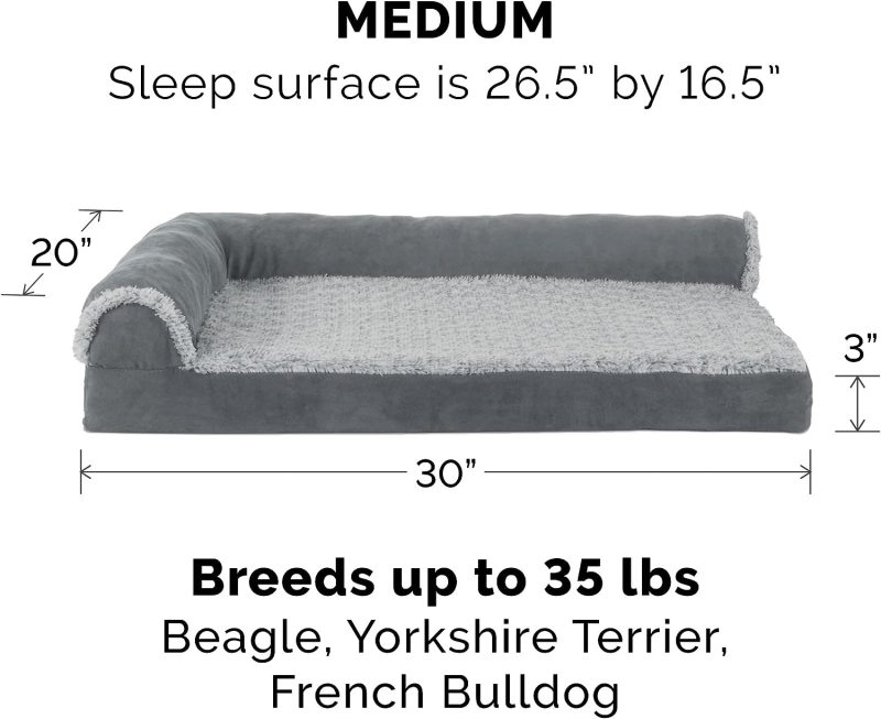 Furhaven Orthopedic Dog Bed for Medium/Small Dogs w/ Removable Bolsters & Washable Cover, For Dogs Up to 35 lbs - Plush & Almond - Image 236