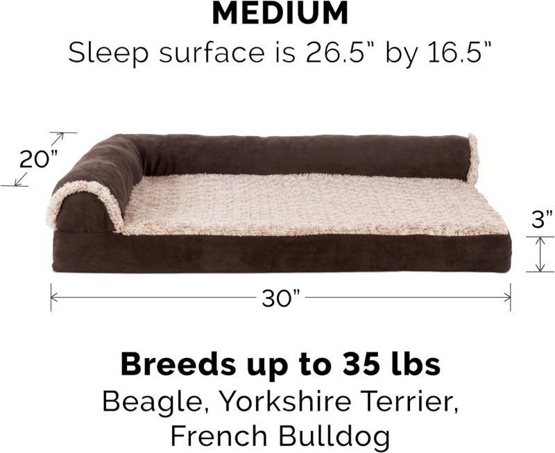 Furhaven Orthopedic Dog Bed for Medium/Small Dogs w/ Removable Bolsters & Washable Cover, For Dogs Up to 35 lbs - Plush & Almond - Image 18