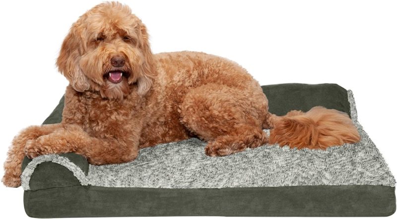 Furhaven Orthopedic Dog Bed for Medium/Small Dogs w/ Removable Bolsters & Washable Cover, For Dogs Up to 35 lbs - Plush & Almond - Image 365