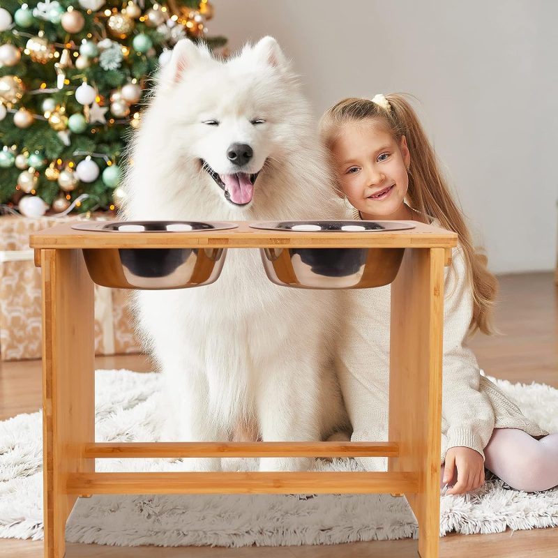 HTB Elevated Dog Bowls,Raised Dog Bowl Stand with 2 Stainless Steel Bowls,Elevated Raised Dog Bowls for Large Medium Small Sized - Image 61