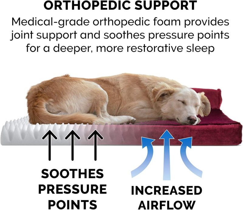 Furhaven Orthopedic Dog Bed for Medium/Small Dogs w/ Removable Bolsters & Washable Cover, For Dogs Up to 35 lbs - Plush & Almond - Image 10