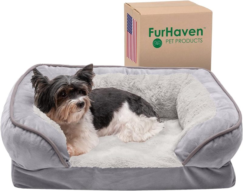 Furhaven Cooling Gel Dog Bed for Large Dogs w/ Removable Bolsters & Washable Cover, For Dogs Up to 95 lbs - Plush & Velvet Waves - Image 395