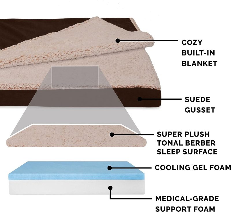 Furhaven Cooling Gel Dog Bed for Large Dogs w/ Removable Bolsters & Washable Cover, For Dogs Up to 95 lbs - Plush & Velvet Waves - Image 299