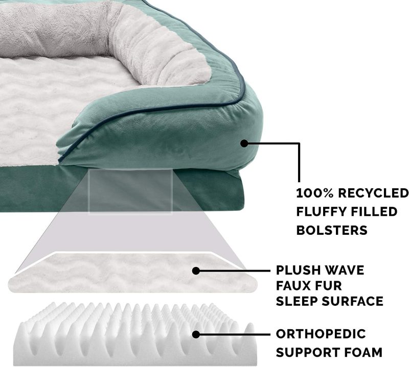 Furhaven Cooling Gel Dog Bed for Large Dogs w/ Removable Bolsters & Washable Cover, For Dogs Up to 95 lbs - Plush & Velvet Waves - Image 280