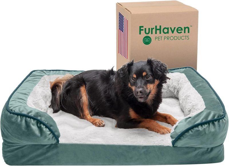 Furhaven Cooling Gel Dog Bed for Large Dogs w/ Removable Bolsters & Washable Cover, For Dogs Up to 95 lbs - Plush & Velvet Waves - Image 277