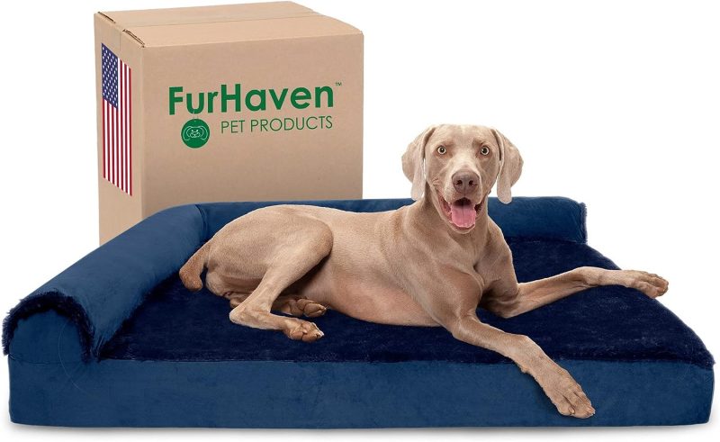 Furhaven Orthopedic Dog Bed for Medium/Small Dogs w/ Removable Bolsters & Washable Cover, For Dogs Up to 35 lbs - Plush & Almond - Image 349