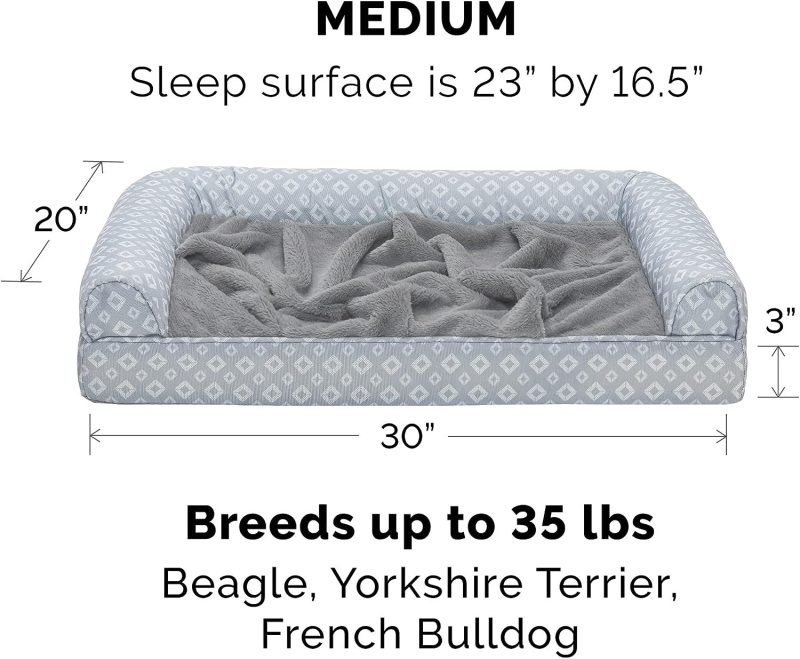 Furhaven Cooling Gel Dog Bed for Large Dogs w/ Removable Bolsters & Washable Cover, For Dogs Up to 95 lbs - Plush & Velvet Waves - Image 257