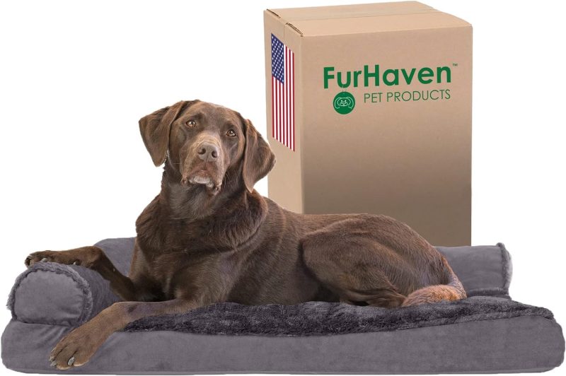 Furhaven Orthopedic Dog Bed for Medium/Small Dogs w/ Removable Bolsters & Washable Cover, For Dogs Up to 35 lbs - Plush & Almond - Image 476