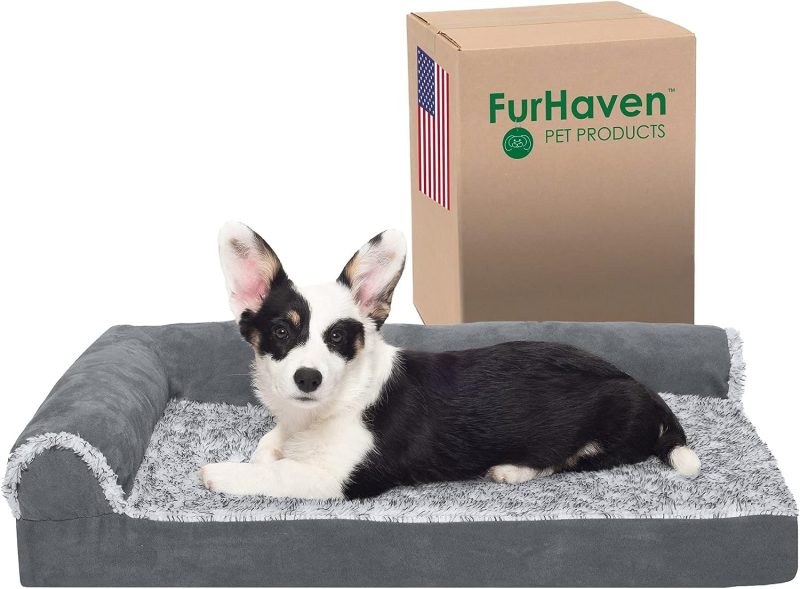 Furhaven Orthopedic Dog Bed for Medium/Small Dogs w/ Removable Bolsters & Washable Cover, For Dogs Up to 35 lbs - Plush & Almond - Image 235