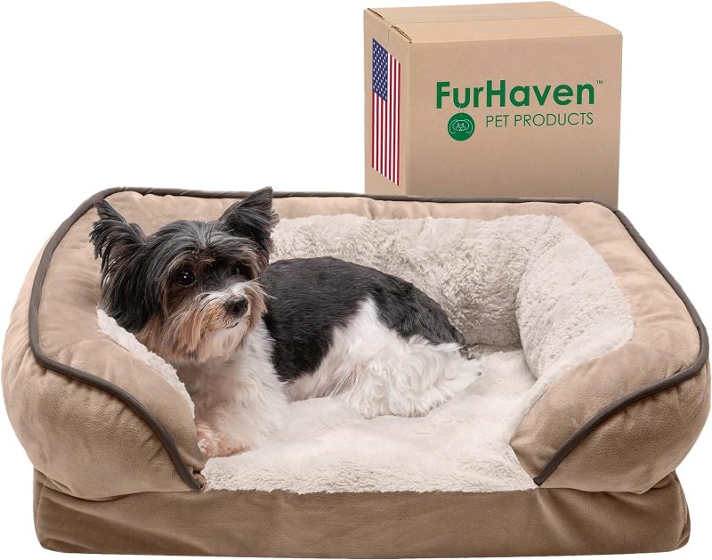Furhaven Cooling Gel Dog Bed for Large Dogs w/ Removable Bolsters & Washable Cover, For Dogs Up to 95 lbs - Plush & Velvet Waves - Image 52