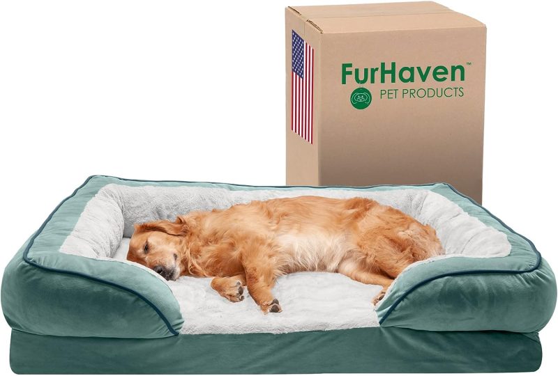 Furhaven Cooling Gel Dog Bed for Large Dogs w/ Removable Bolsters & Washable Cover, For Dogs Up to 95 lbs - Plush & Velvet Waves - Image 102