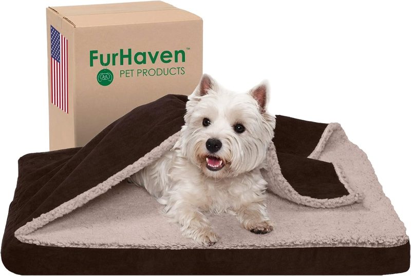 Furhaven Cooling Gel Dog Bed for Large Dogs w/ Removable Bolsters & Washable Cover, For Dogs Up to 95 lbs - Plush & Velvet Waves - Image 143