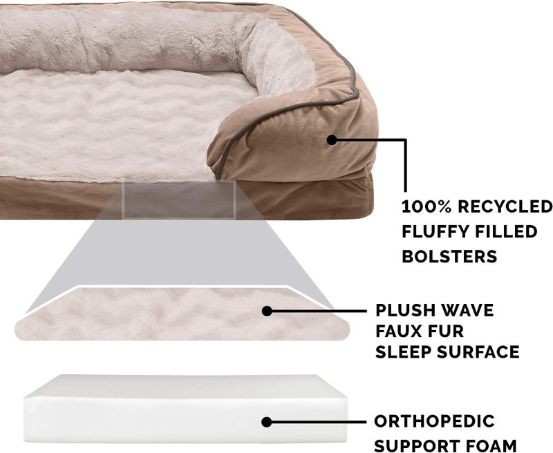 Furhaven Cooling Gel Dog Bed for Large Dogs w/ Removable Bolsters & Washable Cover, For Dogs Up to 95 lbs - Plush & Velvet Waves - Image 369