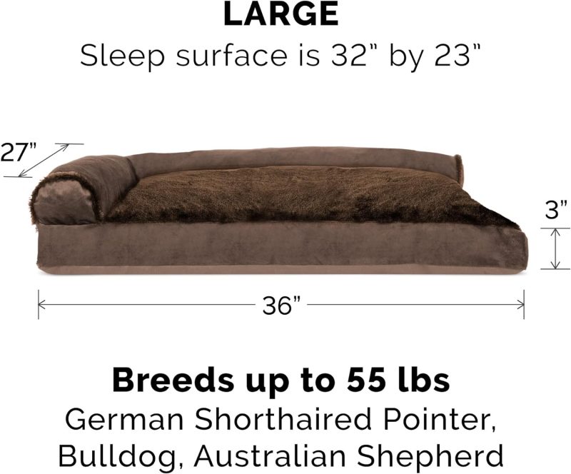 Furhaven Orthopedic Dog Bed for Medium/Small Dogs w/ Removable Bolsters & Washable Cover, For Dogs Up to 35 lbs - Plush & Almond - Image 392