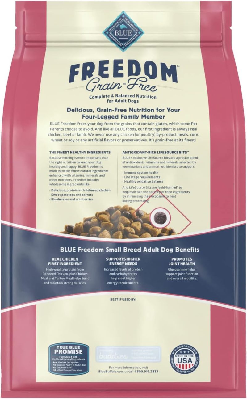 Blue Buffalo Freedom Grain Free Natural Adult Small Breed Dry Dog Food, Chicken 11-lb - Image 2