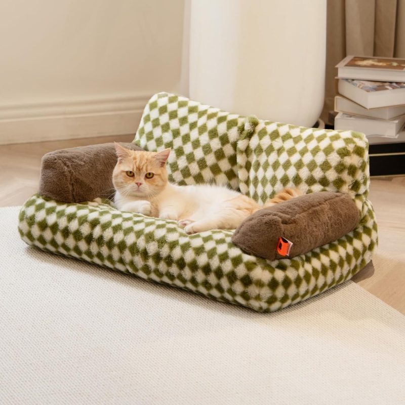 Pet Couch Bed, Washable Cat Beds for Medium Small Dogs & Cats up to 25 lbs, Durable Dog Beds with Non-Slip Bottom, Fluffy Cat - Image 44
