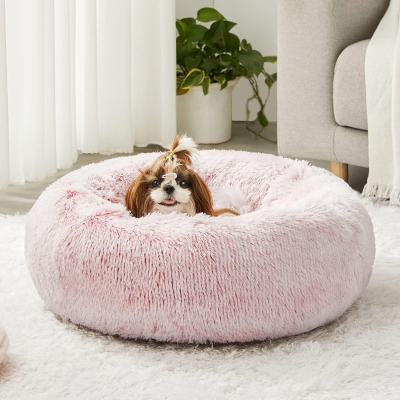 Calming Dog Bed & Cat Bed, Anti-Anxiety Donut Cuddler Warming Cozy Soft Round Fluffy Faux Fur Plush Cushion bed for Small Medium - Image 122