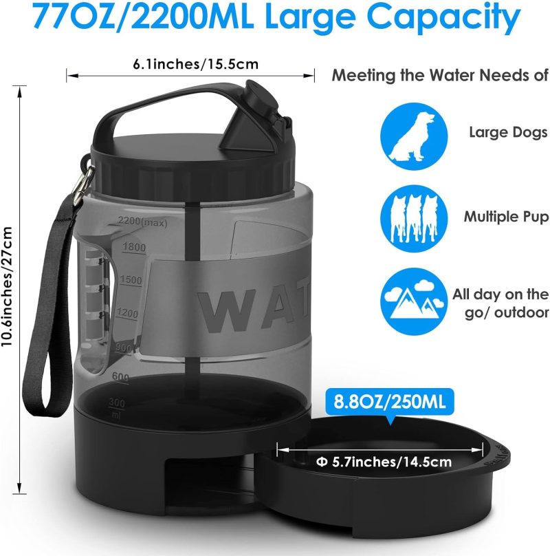 77oz Dog Travel Water Bottle with Pull-Out Drinking Bowl, Portable Dog Water Bowl Dispenser Suitable for Large, Medium, and - Image 13