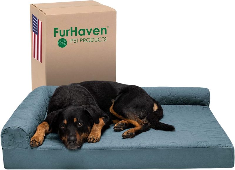 Furhaven Orthopedic Dog Bed for Medium/Small Dogs w/ Removable Bolsters & Washable Cover, For Dogs Up to 35 lbs - Plush & Almond - Image 509