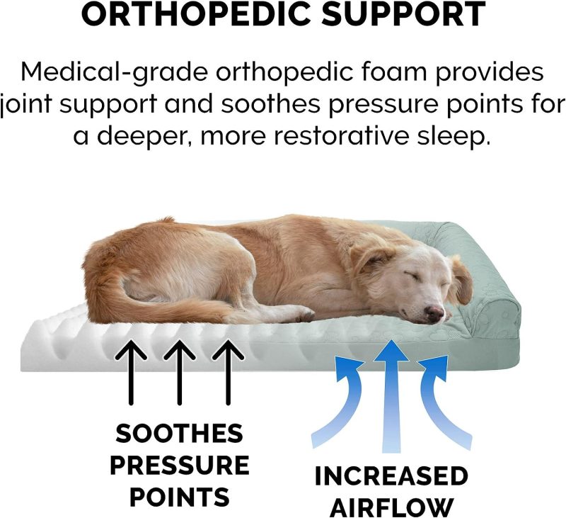 Furhaven Orthopedic Dog Bed for Medium/Small Dogs w/ Removable Bolsters & Washable Cover, For Dogs Up to 35 lbs - Plush & Almond - Image 559