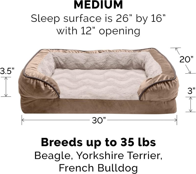 Furhaven Cooling Gel Dog Bed for Large Dogs w/ Removable Bolsters & Washable Cover, For Dogs Up to 95 lbs - Plush & Velvet Waves - Image 250