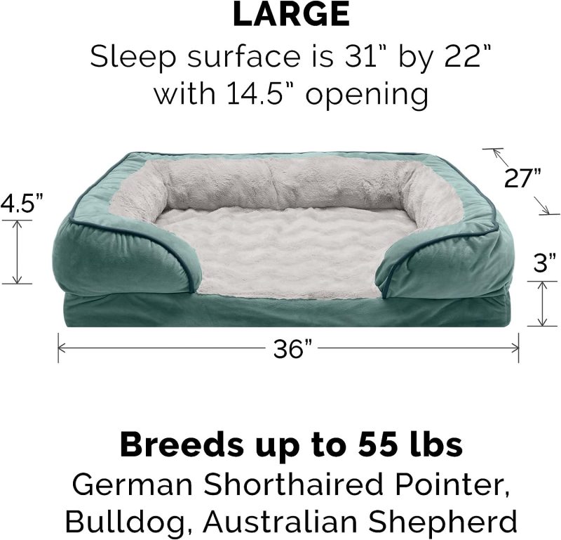 Furhaven Cooling Gel Dog Bed for Large Dogs w/ Removable Bolsters & Washable Cover, For Dogs Up to 95 lbs - Plush & Velvet Waves - Image 233