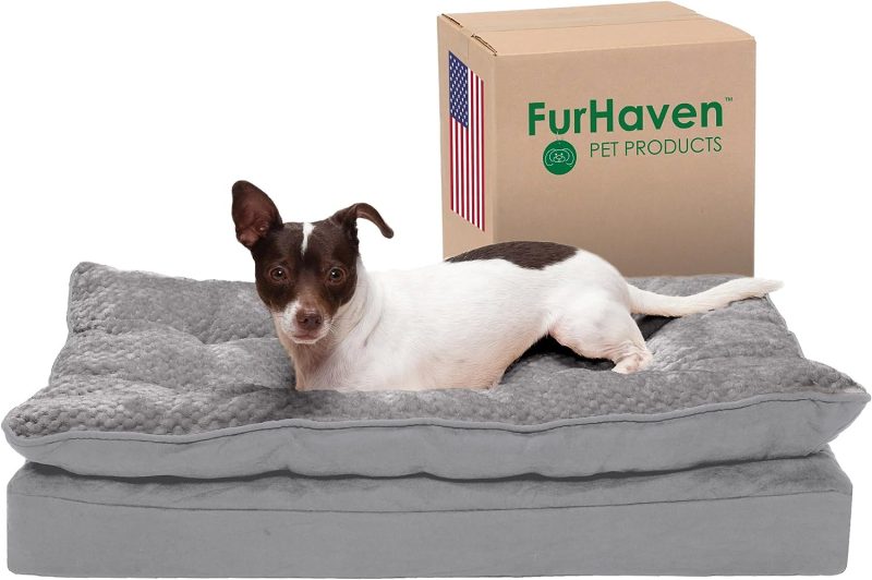 Furhaven Cooling Gel Dog Bed for Large Dogs w/ Removable Bolsters & Washable Cover, For Dogs Up to 95 lbs - Plush & Velvet Waves - Image 428