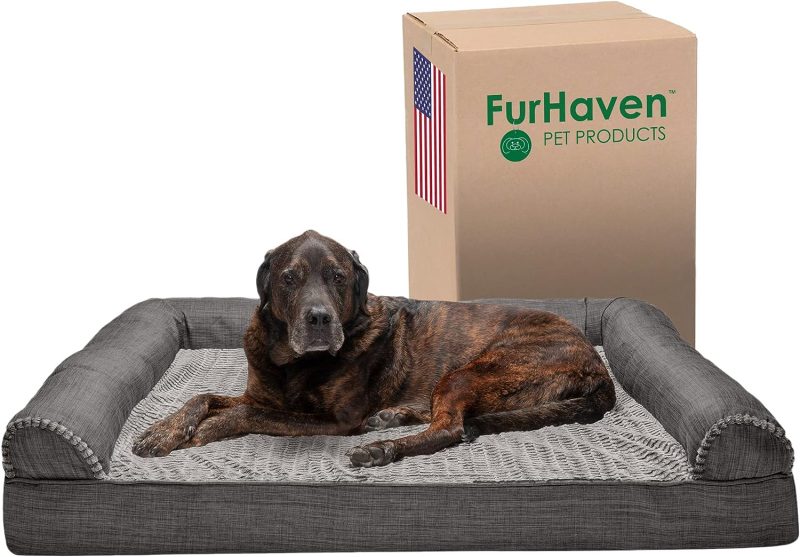 Furhaven Cooling Gel Dog Bed for Large Dogs w/ Removable Bolsters & Washable Cover, For Dogs Up to 95 lbs - Plush & Velvet Waves - Image 286