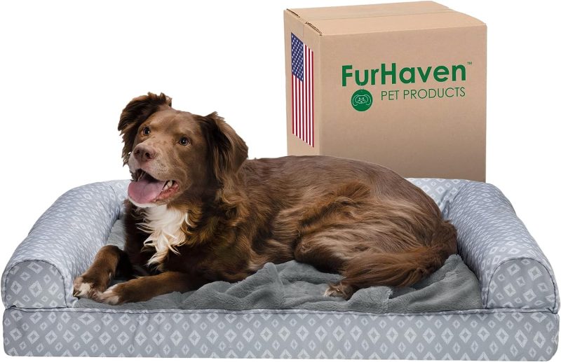 Furhaven Cooling Gel Dog Bed for Large Dogs w/ Removable Bolsters & Washable Cover, For Dogs Up to 95 lbs - Plush & Velvet Waves - Image 388