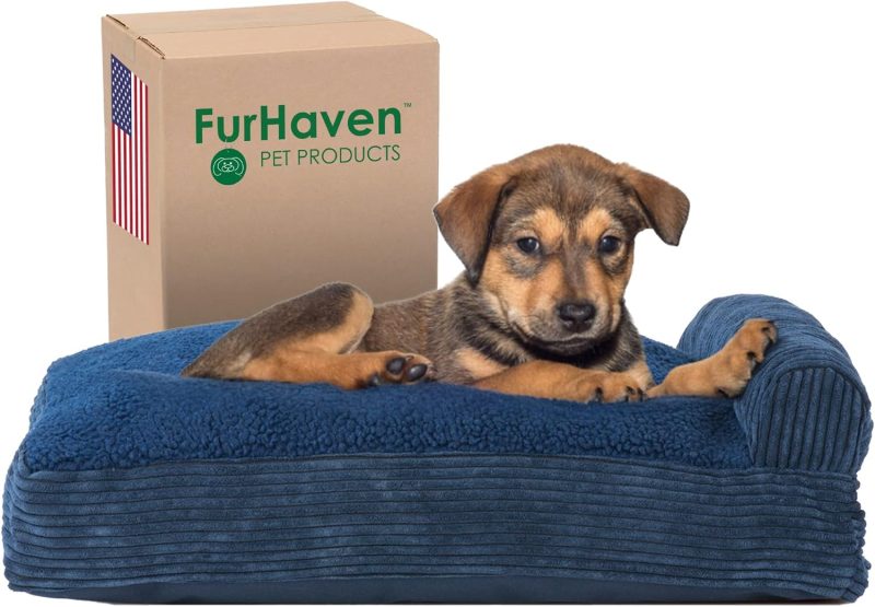 Furhaven Orthopedic Dog Bed for Medium/Small Dogs w/ Removable Bolsters & Washable Cover, For Dogs Up to 35 lbs - Plush & Almond - Image 598