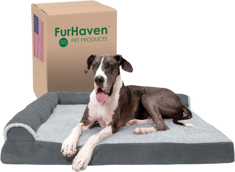 Furhaven Orthopedic Dog Bed for Medium/Small Dogs w/ Removable Bolsters & Washable Cover, For Dogs Up to 35 lbs - Plush & Almond - Image 204