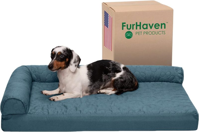 Furhaven Orthopedic Dog Bed for Medium/Small Dogs w/ Removable Bolsters & Washable Cover, For Dogs Up to 35 lbs - Plush & Almond - Image 504