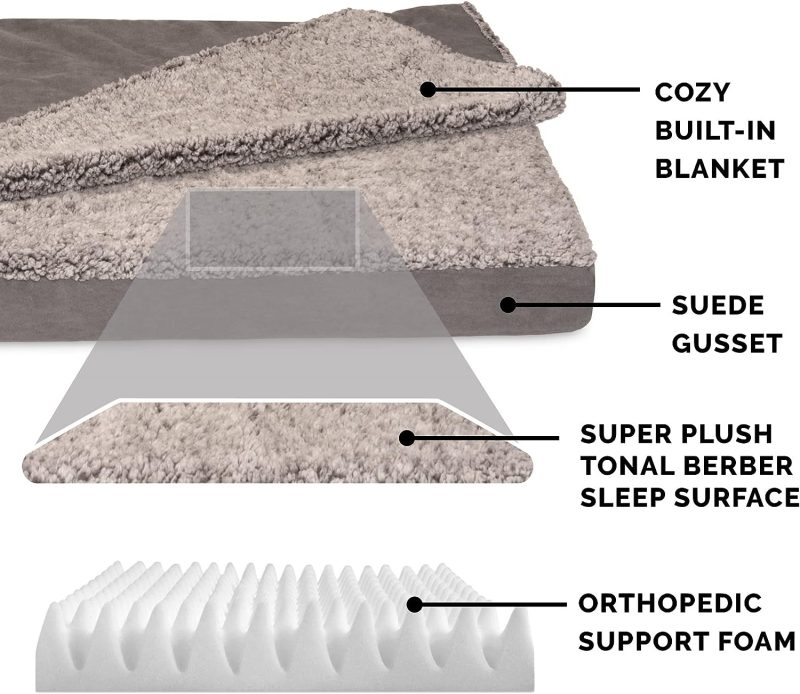 Furhaven Cooling Gel Dog Bed for Large Dogs w/ Removable Bolsters & Washable Cover, For Dogs Up to 95 lbs - Plush & Velvet Waves - Image 57