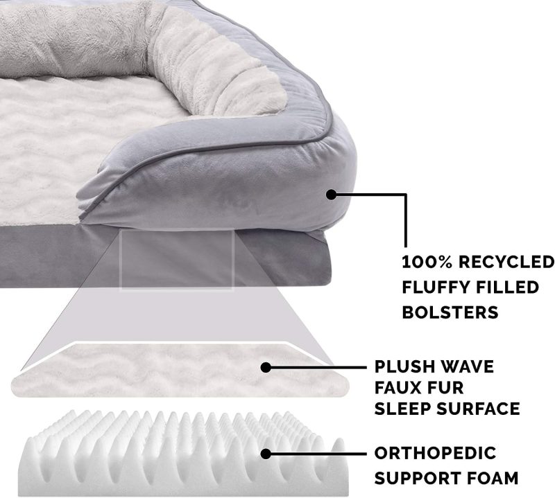 Furhaven Cooling Gel Dog Bed for Large Dogs w/ Removable Bolsters & Washable Cover, For Dogs Up to 95 lbs - Plush & Velvet Waves - Image 71