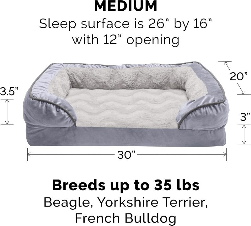 Furhaven Cooling Gel Dog Bed for Large Dogs w/ Removable Bolsters & Washable Cover, For Dogs Up to 95 lbs - Plush & Velvet Waves - Image 125