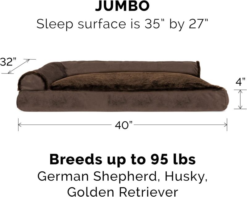 Furhaven Orthopedic Dog Bed for Medium/Small Dogs w/ Removable Bolsters & Washable Cover, For Dogs Up to 35 lbs - Plush & Almond - Image 649