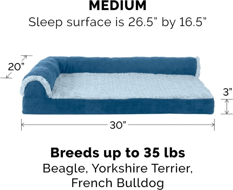 Furhaven Orthopedic Dog Bed for Medium/Small Dogs w/ Removable Bolsters & Washable Cover, For Dogs Up to 35 lbs - Plush & Almond - Image 65