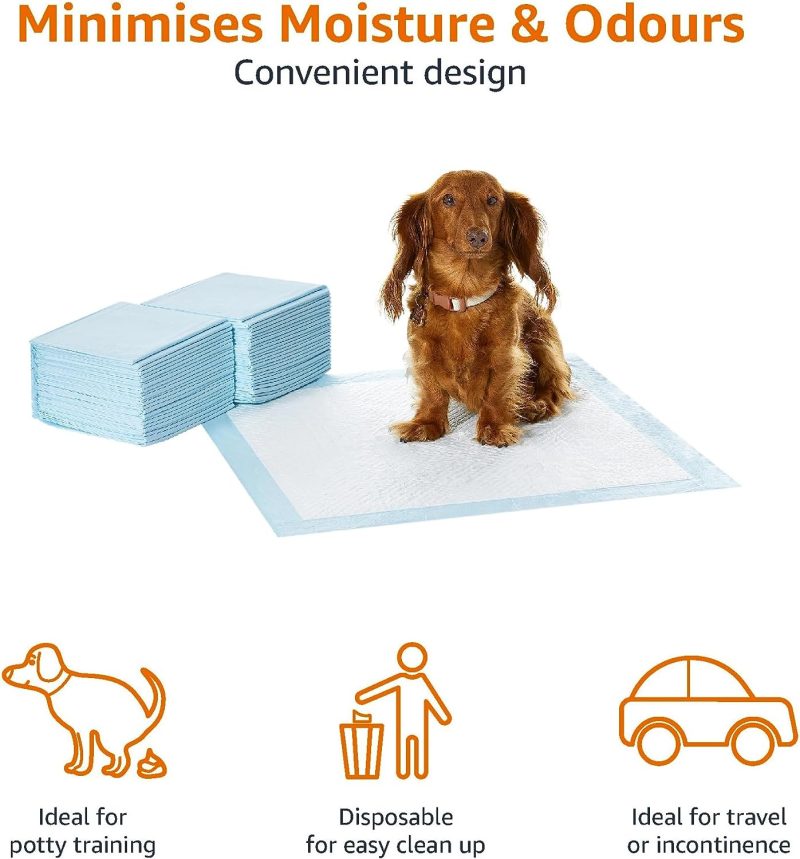 Amazon Basics Dog and Puppy Pee Pads with Leak-Proof Quick-Dry Design for Potty Training, Standard Absorbency, Regular Size, 22 - Image 24