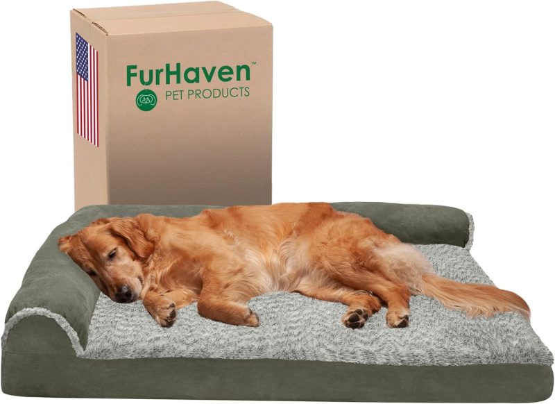 Furhaven Orthopedic Dog Bed for Medium/Small Dogs w/ Removable Bolsters & Washable Cover, For Dogs Up to 35 lbs - Plush & Almond - Image 586